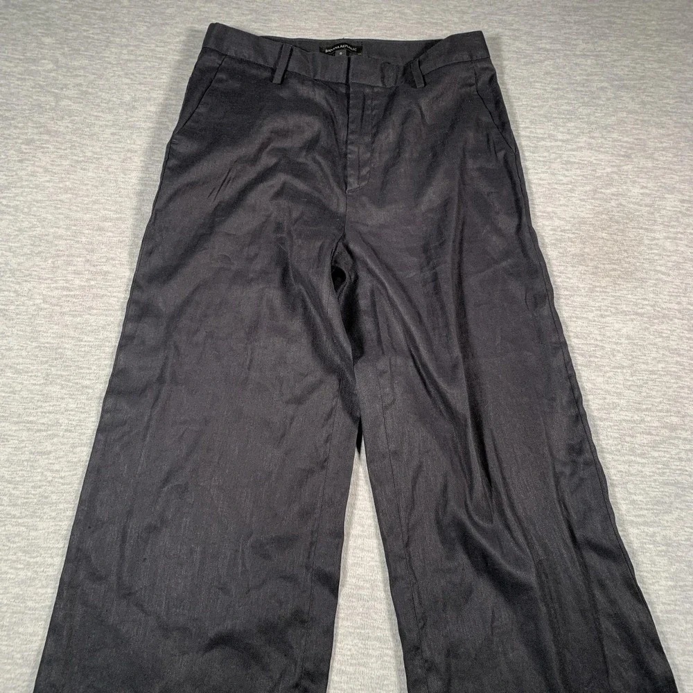 Banana Republic Pants Womens 6 Black Linen Blend Wide Leg Cropped‎ Trousers Work